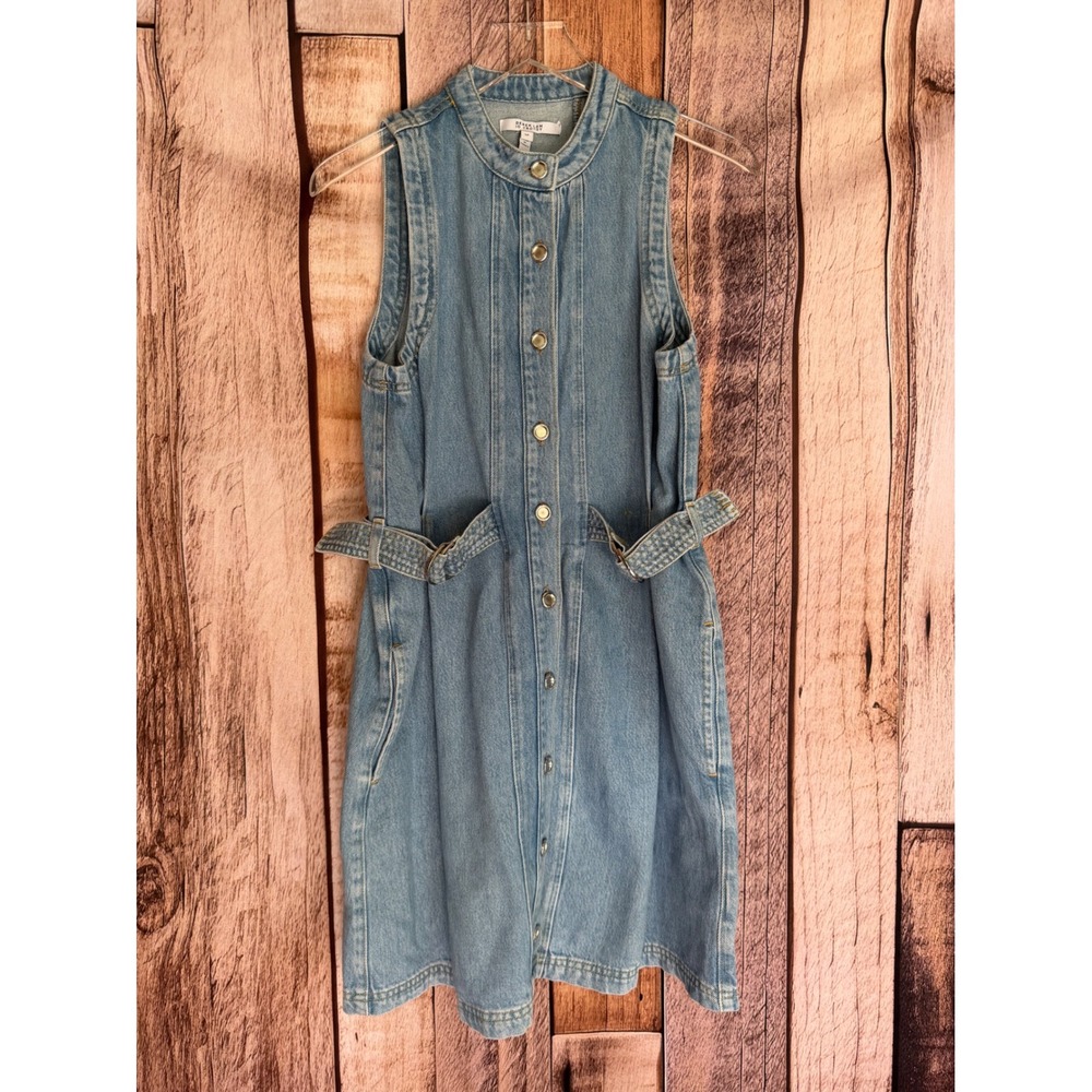 Derek Lam 10 Crosby Denim Shirt Dress Belted Snap Front‎ Light Wash Blue Small